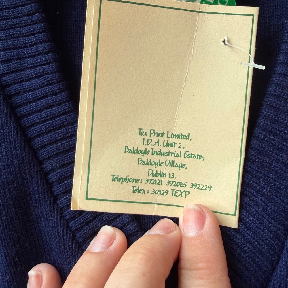 Traditional Craft Ireland Mens Navy Blue V-Neck Shamrock Sweater Vest‎ XL NWT - Picture 7 of 7